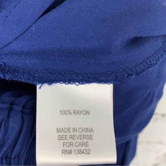 ModCloth Blue Rayon Culottes Gaucho Wide Leg Cropped Pants Small - Picture 11 of 12